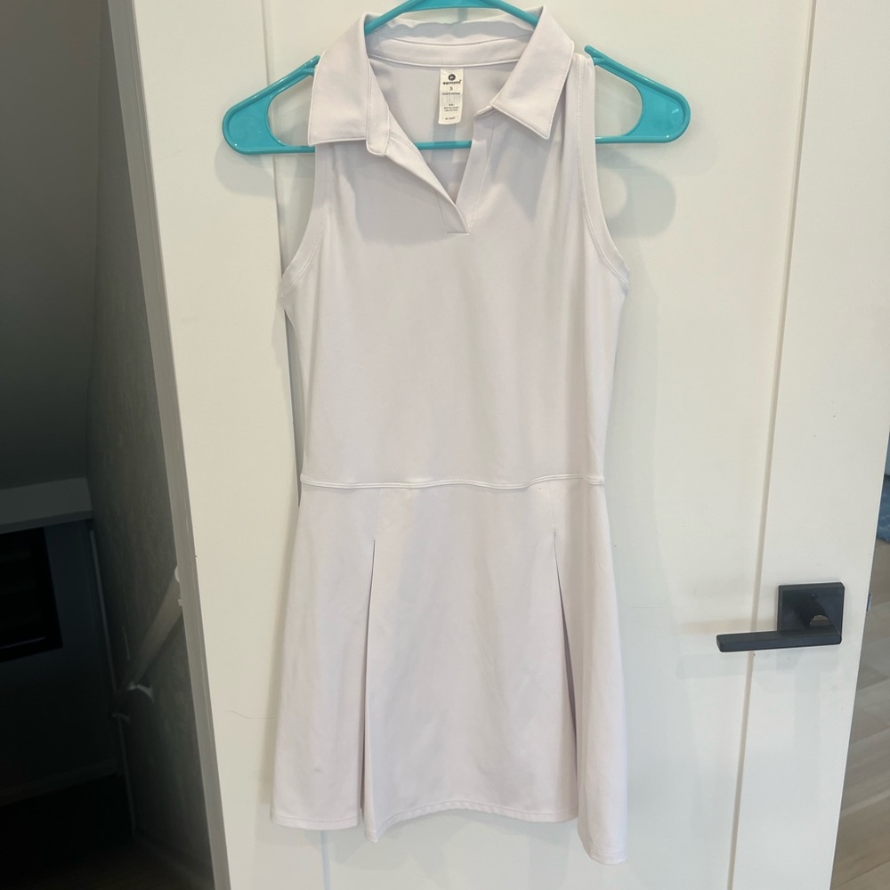 90 Degree By Reflex White Sleeveless Tennis Polo Dress for Girls